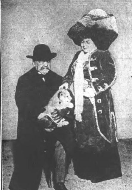 General Daniel E. Sickles gives lion cub to Princess Lwoff-Parlaghy